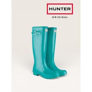 EUC Hunter Original Tall Rain Boots WFT1000RGL Tiffany Blue Women’s 8